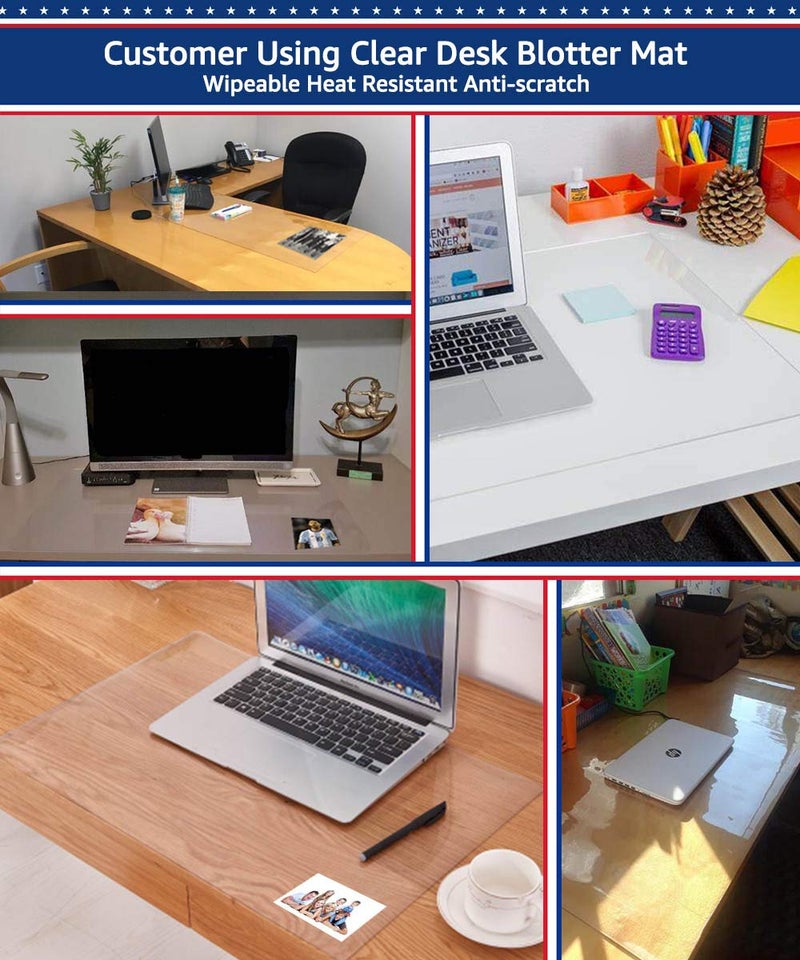 Easy Easy Life 24 X 60 Inch XL Desk Pad Protector Clear Desk Mats Blotter on Top of Desks for Laptop Computer Keyboard PVC Vinyl Large Desktop Writing Mat Cover With Mouse Pad Transparent Waterproof Wipeable Plastic - Image 5